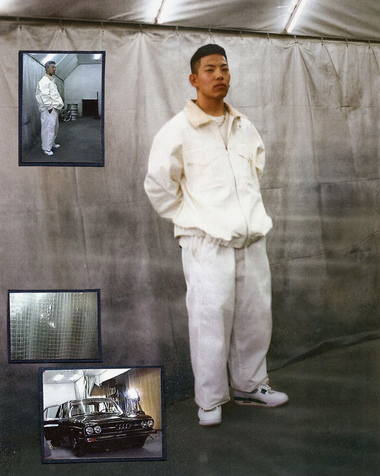 Air Jordan 4 Free Liberalist editorial collage, white outfit and inset frames